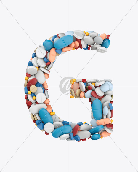 Letter G from Pills Color Font on Yellow Images Creative Fonts - S26193