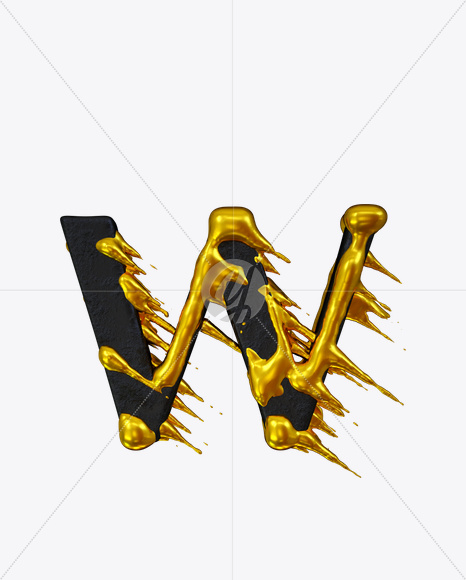 Letter W from No More Gold Font on Yellow Images Creative Fonts - S26394