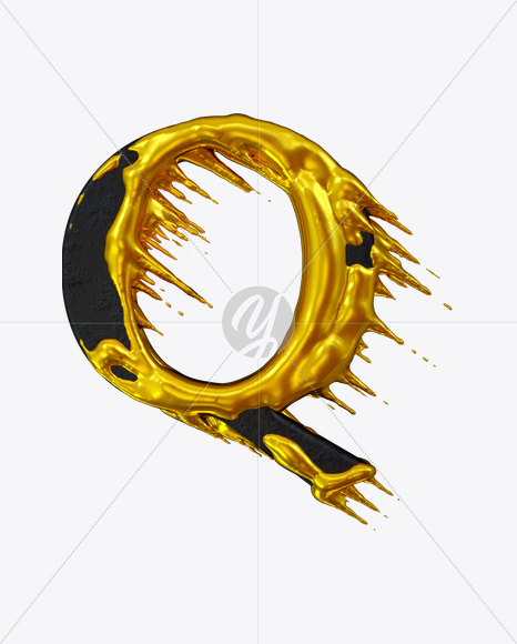 Letter Q from No More Gold Font on Yellow Images Creative Fonts - S26388