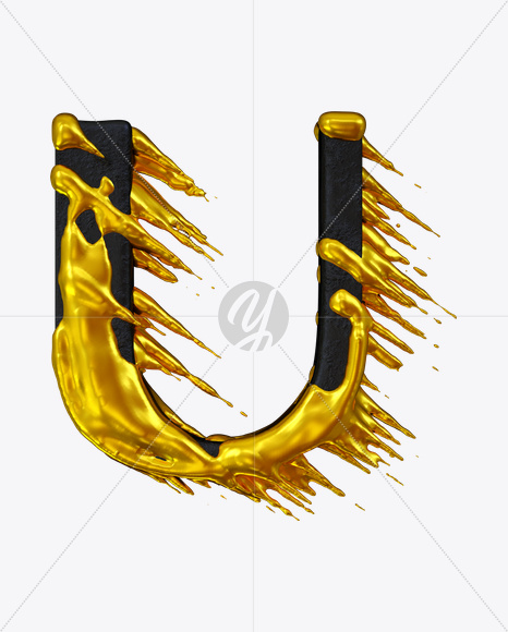 Letter U from No More Gold Font on Yellow Images Creative Fonts - S26392