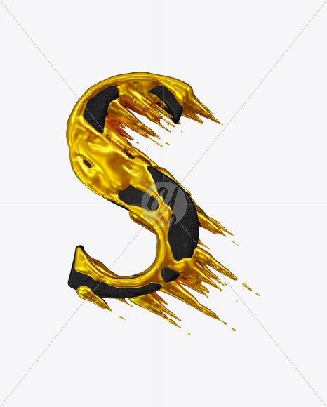 Letter S from No More Gold Font on Yellow Images Creative Fonts - S26390