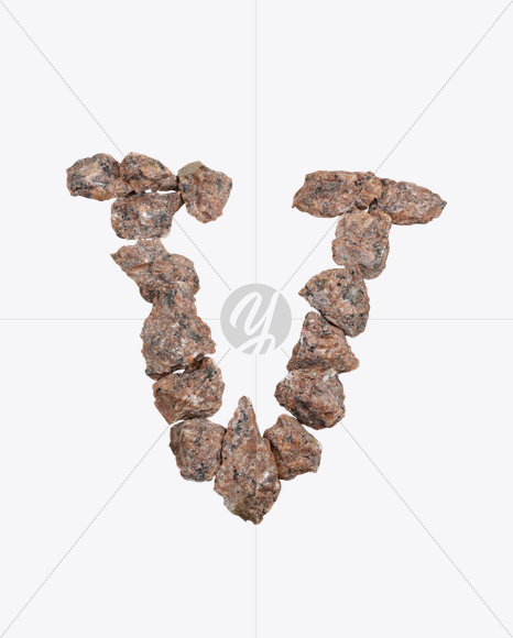 Letter V from Granite Font on Yellow Images Creative Fonts - S26480