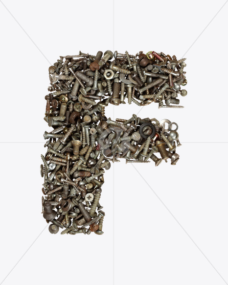 Letter F from Nuts Bolts Font on Yellow Images Creative Fonts - S26509