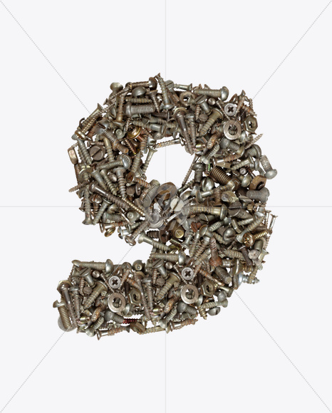 9 from Nuts Bolts Font on Yellow Images Creative Fonts - S26538