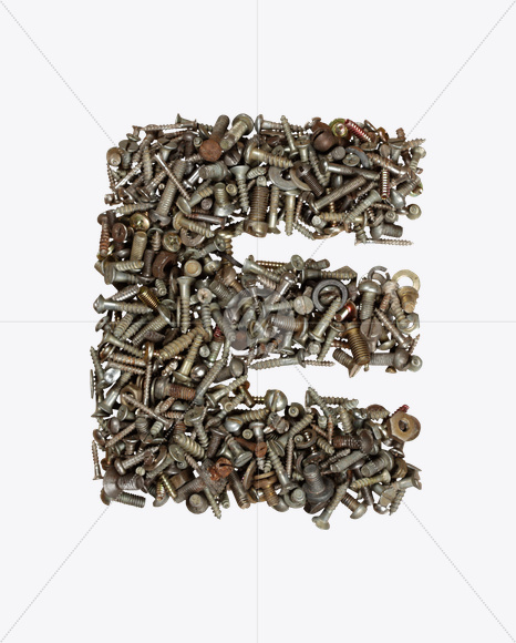 Letter E from Nuts Bolts Font on Yellow Images Creative Fonts - S26508