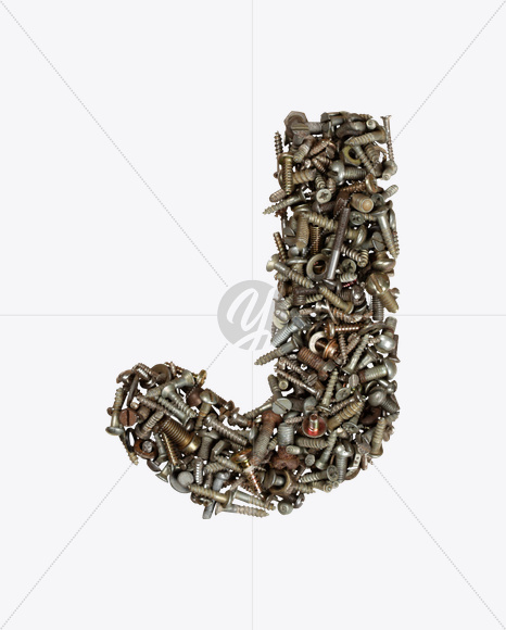 Letter J from Nuts Bolts Font on Yellow Images Creative Fonts - S26513