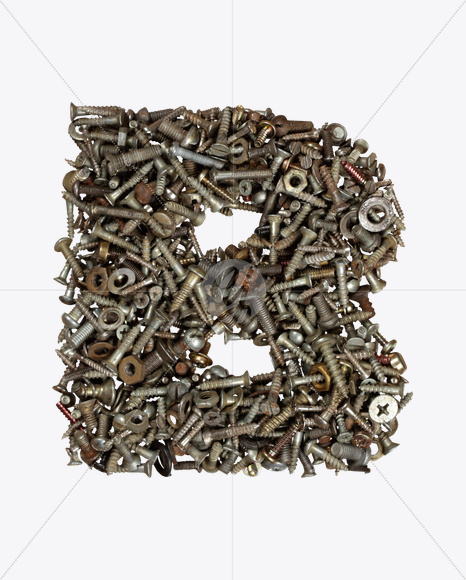 Letter B from Nuts Bolts Font on Yellow Images Creative Fonts - S26505