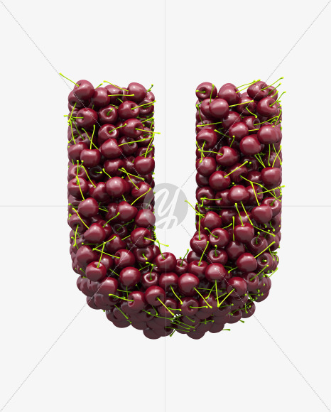 U cherry from Cherry Font on Yellow Images Creative Fonts - S28908