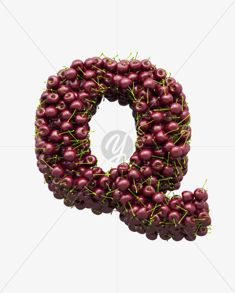 Q cherry from Cherry Font on Yellow Images Creative Fonts - S28904