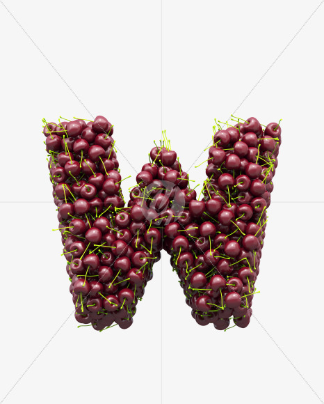 W cherry from Cherry Font on Yellow Images Creative Fonts - S28910