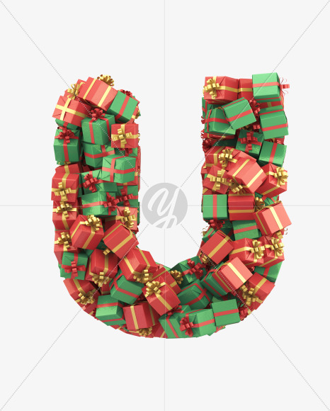 U gift from Christmas Giftbox Font on Yellow Images Creative Fonts - S29141