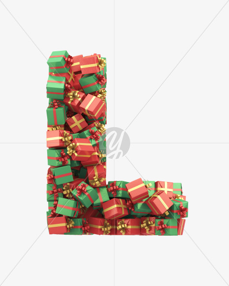 L gift from Christmas Giftbox Font on Yellow Images Creative Fonts - S29132