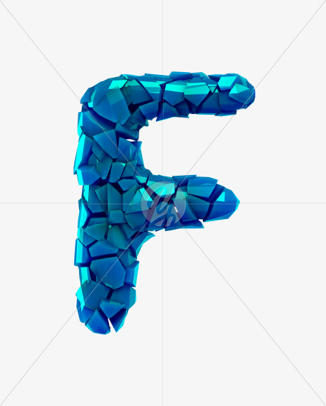 Letter F from Blue Splinters Font on Yellow Images Creative Fonts - S29210