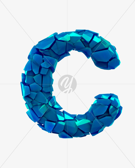 Letter C from Blue Splinters Font on Yellow Images Creative Fonts - S29207