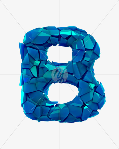 Letter B from Blue Splinters Font on Yellow Images Creative Fonts - S29206