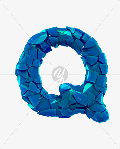 Letter Q from Blue Splinters Font on Yellow Images Creative Fonts - S29221