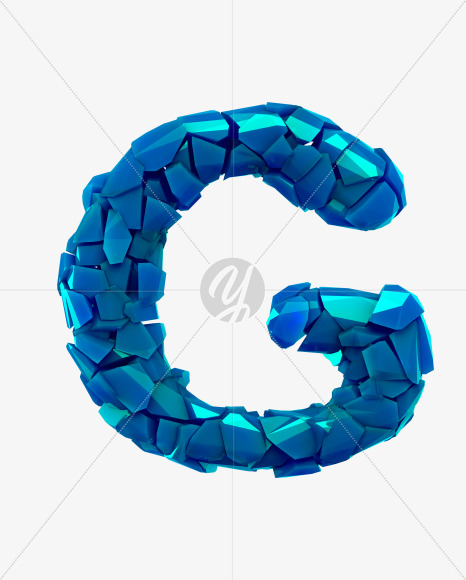 Letter G from Blue Splinters Font on Yellow Images Creative Fonts - S29211