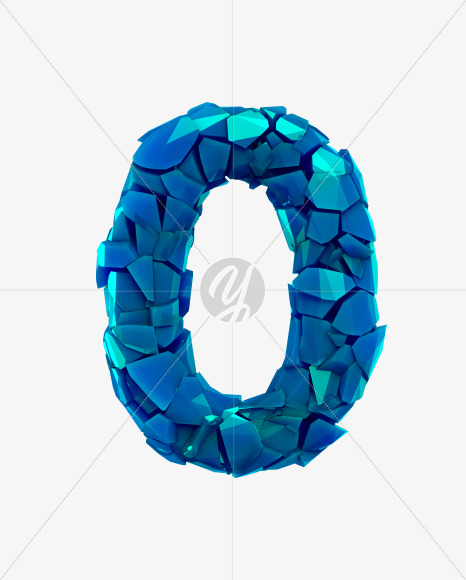 0 from Blue Splinters Font on Yellow Images Creative Fonts - S29240