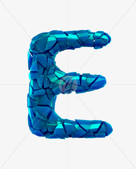 Letter E from Blue Splinters Font on Yellow Images Creative Fonts - S29209