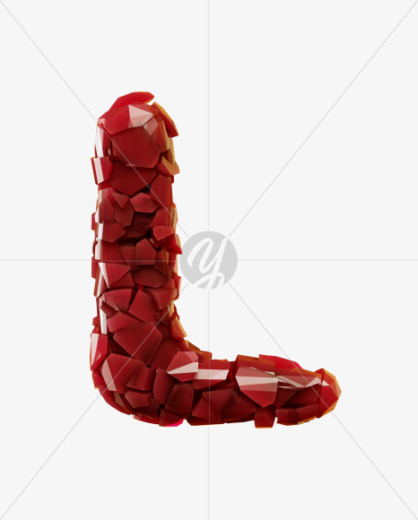 Letter L from Broken Red Crystal Font on Yellow Images Creative Fonts - S29298