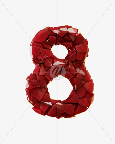 8 from Broken Red Crystal Font on Yellow Images Creative Fonts - S29320