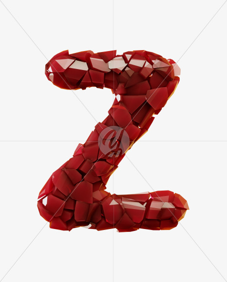 Letter Z from Broken Red Crystal Font on Yellow Images Creative Fonts - S29312