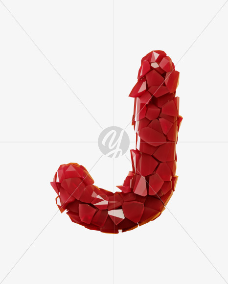 Letter J from Broken Red Crystal Font on Yellow Images Creative Fonts - S29296