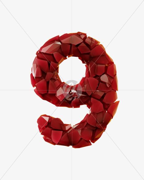 9 from Broken Red Crystal Font on Yellow Images Creative Fonts - S29321