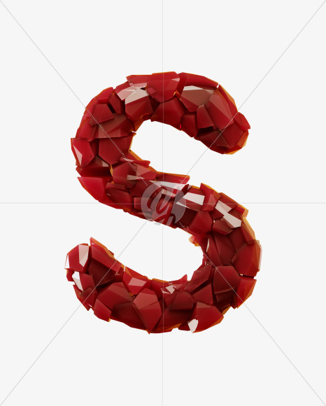 Letter S from Broken Red Crystal Font on Yellow Images Creative Fonts - S29305