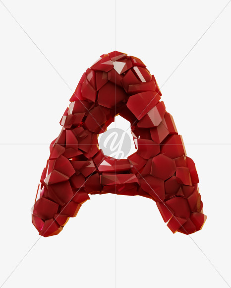 Letter A from Broken Red Crystal Font on Yellow Images Creative Fonts - S29287