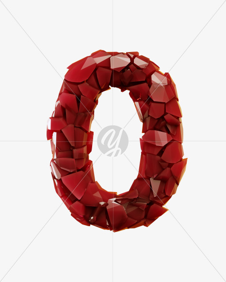 0 from Broken Red Crystal Font on Yellow Images Creative Fonts - S29322