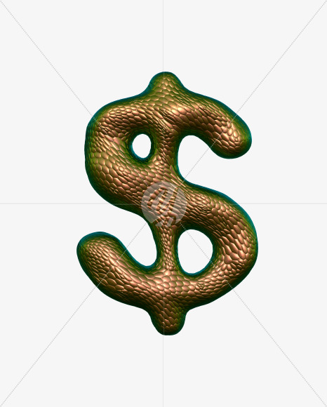 $ from Bronze Snake Font on Yellow Images Creative Fonts - S29367