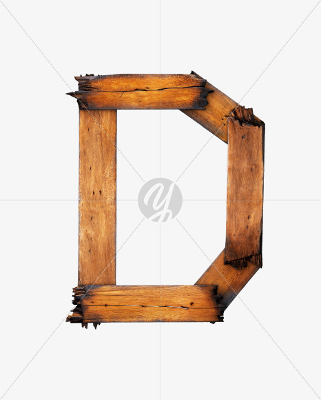 Letter D from Charred Board Font on Yellow Images Creative Fonts - S29399