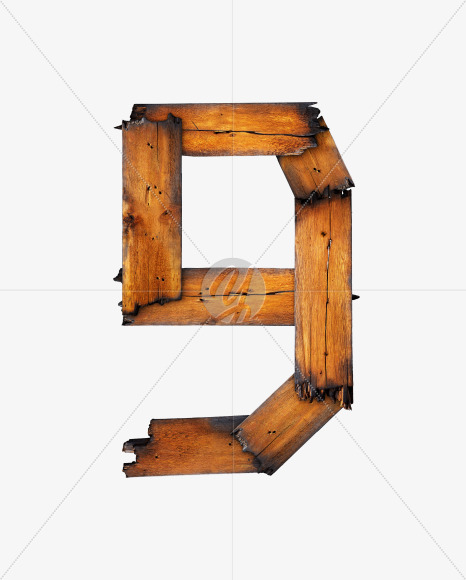 9 from Charred Board Font on Yellow Images Creative Fonts - S29430