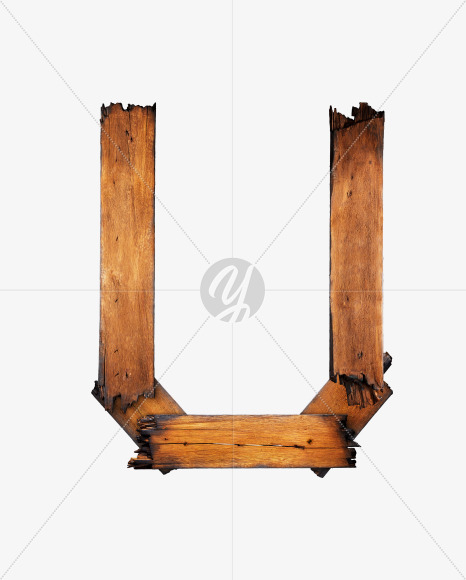 Letter U from Charred Board Font on Yellow Images Creative Fonts - S29416