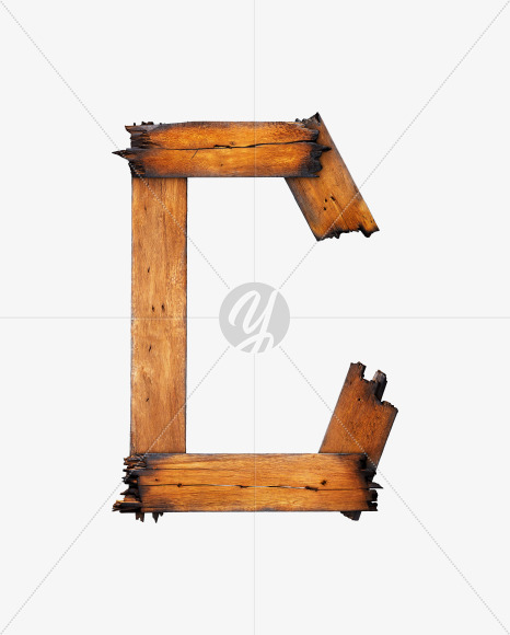 Letter C from Charred Board Font on Yellow Images Creative Fonts - S29398