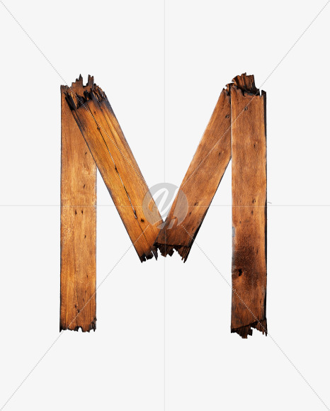 Letter M from Charred Board Font on Yellow Images Creative Fonts - S29408