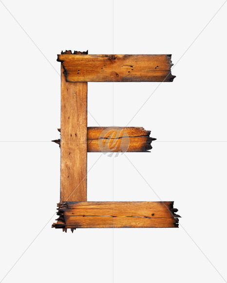 Letter E from Charred Board Font on Yellow Images Creative Fonts - S29400