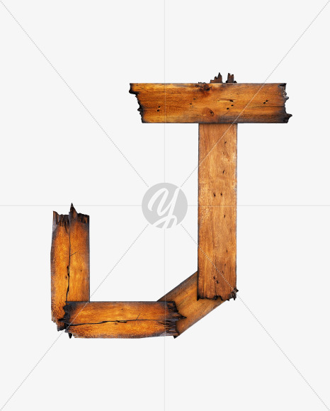 Letter J from Charred Board Font on Yellow Images Creative Fonts - S29405