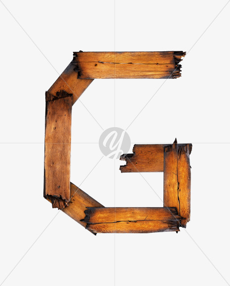 Letter G from Charred Board Font on Yellow Images Creative Fonts - S29402