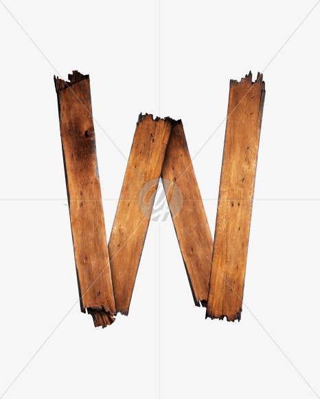 Letter W from Charred Board Font on Yellow Images Creative Fonts - S29418