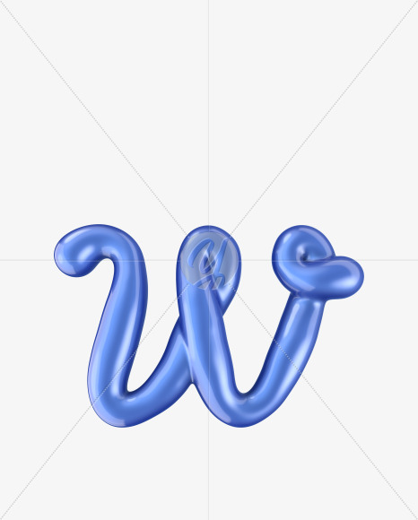 Letter W from Glossy Blue Font on Yellow Images Creative Fonts - S29535