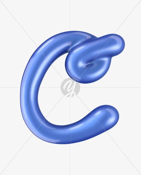 Letter C from Glossy Blue Font on Yellow Images Creative Fonts - S29515