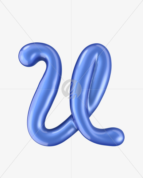 Letter U from Glossy Blue Font on Yellow Images Creative Fonts - S29533