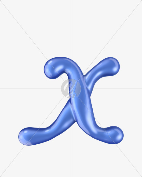 Letter X from Glossy Blue Font on Yellow Images Creative Fonts - S29536