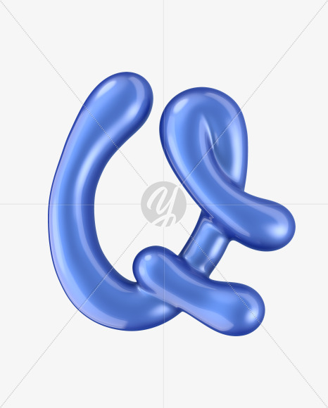 Letter Q from Glossy Blue Font on Yellow Images Creative Fonts - S29529