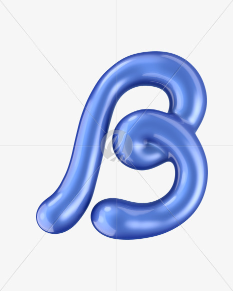 Letter B from Glossy Blue Font on Yellow Images Creative Fonts - S29514