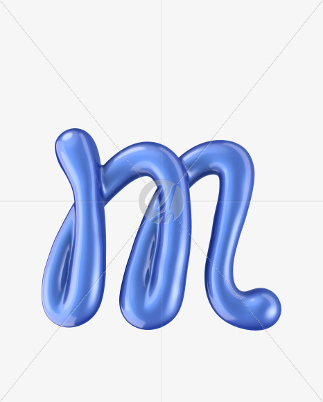 Letter M from Glossy Blue Font on Yellow Images Creative Fonts - S29525