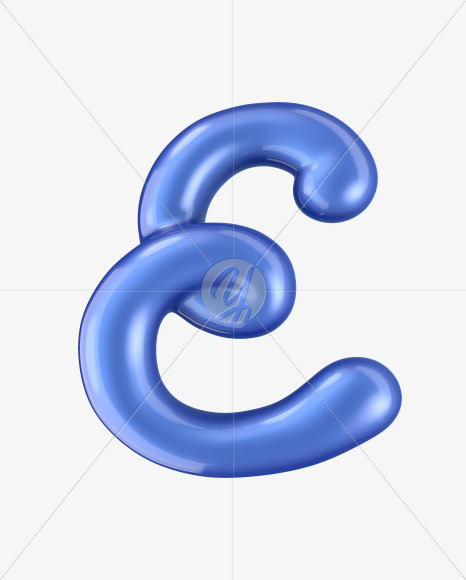 Letter E from Glossy Blue Font on Yellow Images Creative Fonts - S29517