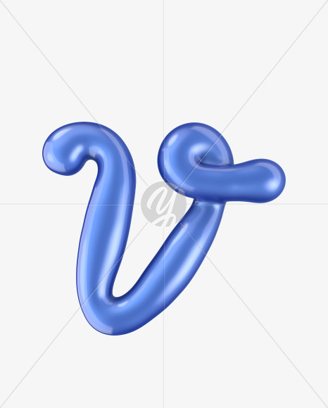 Letter V from Glossy Blue Font on Yellow Images Creative Fonts - S29534